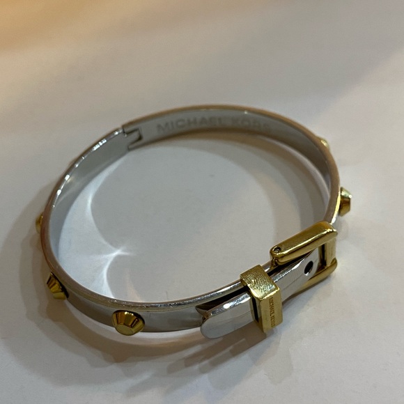 Michael Kors Studded Two-Tone Buckle Bangle - Picture 2 of 5